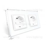 LIVOLO - ДВОЕН КОНТАКТ СЪС СТЪКЛЕНА РАМКА - БЯЛ C7-SR/SR-11+2XC1EU-11