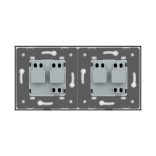 LIVOLO - ДВОЕН КОНТАКТ СЪС СТЪКЛЕНА РАМКА - БЯЛ C7-SR/SR-11+2XC1EU-11