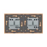 LIVOLO - ДВОЕН КОНТАКТ СЪС СТЪКЛЕНА РАМКА - ЗЛАТИСТ - C7-SR/SR-13+2XC1EU-13