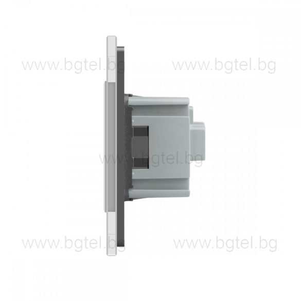LIVOLO - ДВОЕН КОНТАКТ СЪС СТЪКЛЕНА РАМКА - СИВ - C7-SR/SR-15+2XC1EU-15