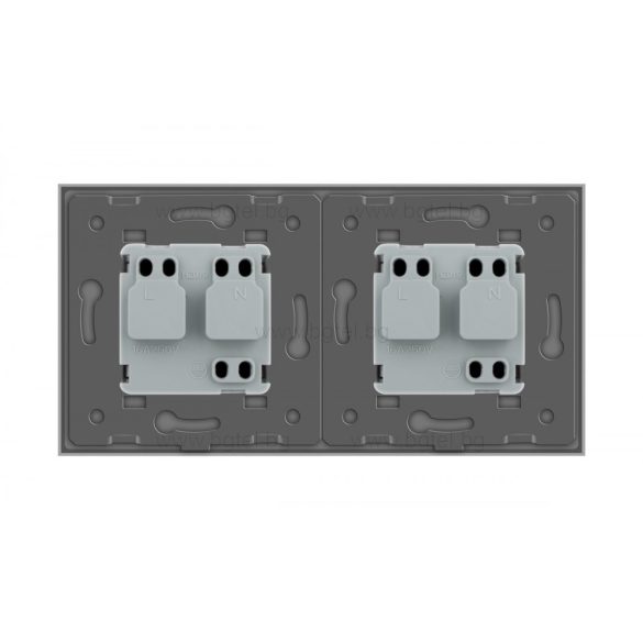 LIVOLO - ДВОЕН КОНТАКТ СЪС СТЪКЛЕНА РАМКА - СИВ - C7-SR/SR-15+2XC1EU-15