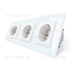   LIVOLO - ТРОЕН КОНТАКТ СЪС СТЪКЛЕНА РАМКА - БЯЛ - C7-SR/SR/SR-11+3XC7C1EU-11