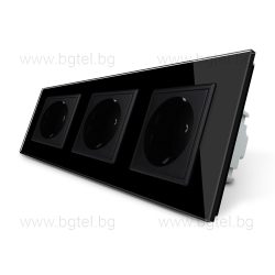   LIVOLO - ТРОЕН КОНТАКТ СЪС СТЪКЛЕНА РАМКА - ЧЕРЕН - C7-SR/SR/SR-12+3XC7C1EU-12