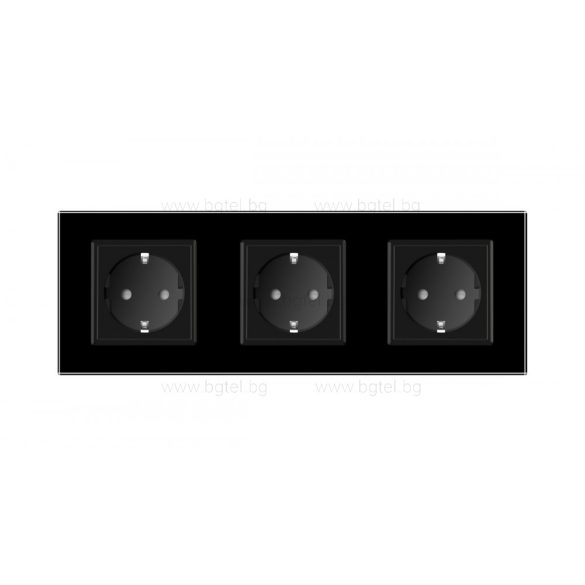 LIVOLO - ТРОЕН КОНТАКТ СЪС СТЪКЛЕНА РАМКА - ЧЕРЕН - C7-SR/SR/SR-12+3XC7C1EU-12