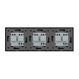 LIVOLO - ТРОЕН КОНТАКТ СЪС СТЪКЛЕНА РАМКА - ЧЕРЕН - C7-SR/SR/SR-12+3XC7C1EU-12