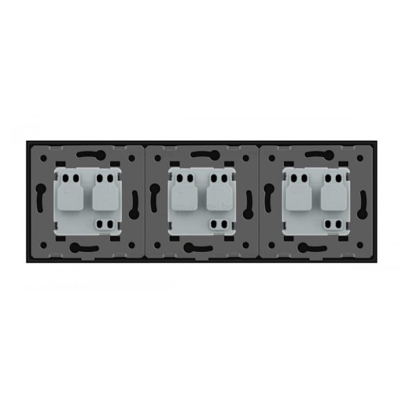 LIVOLO - ТРОЕН КОНТАКТ СЪС СТЪКЛЕНА РАМКА - ЧЕРЕН - C7-SR/SR/SR-12+3XC7C1EU-12