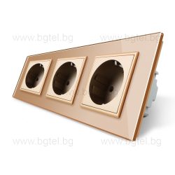   LIVOLO - ТРОЕН КОНТАКТ СЪС СТЪКЛЕНА РАМКА - ЗЛАТИСТ - C7-SR/SR/SR-13+3XC7C1EU-13