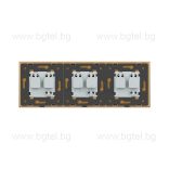 LIVOLO - ТРОЕН КОНТАКТ СЪС СТЪКЛЕНА РАМКА - ЗЛАТИСТ - C7-SR/SR/SR-13+3XC7C1EU-13