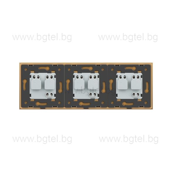 LIVOLO - ТРОЕН КОНТАКТ СЪС СТЪКЛЕНА РАМКА - ЗЛАТИСТ - C7-SR/SR/SR-13+3XC7C1EU-13
