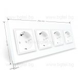 LIVOLO - ЧЕТВОРЕН КОНТАКТ СЪС СТЪКЛЕНА РАМКА - БЯЛ - C7-SR/SR/SR/SR-11+4XC7C1EU-11