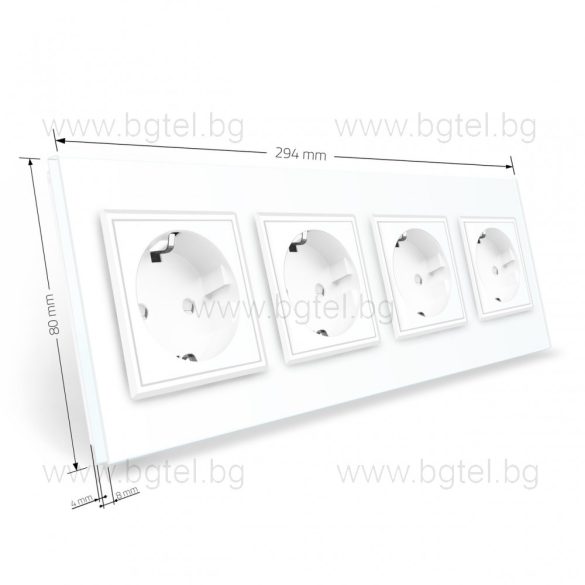 LIVOLO - ЧЕТВОРЕН КОНТАКТ СЪС СТЪКЛЕНА РАМКА - БЯЛ - C7-SR/SR/SR/SR-11+4XC7C1EU-11