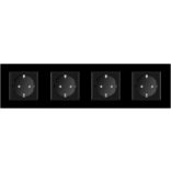 LIVOLO - ЧЕТВОРЕН КОНТАКТ СЪС СТЪКЛЕНА РАМКА - ЧЕРЕН - C7-SR/SR/SR/SR-12+4XC7C1EU-12