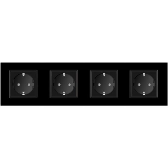 LIVOLO - ЧЕТВОРЕН КОНТАКТ СЪС СТЪКЛЕНА РАМКА - ЧЕРЕН - C7-SR/SR/SR/SR-12+4XC7C1EU-12