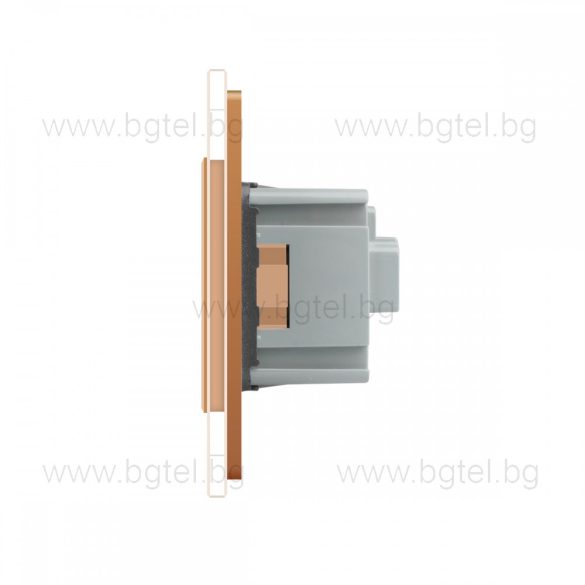 LIVOLO - ЧЕТВОРЕН КОНТАКТ СЪС СТЪКЛЕНА РАМКА - ЗЛАТИСТ - C7-SR/SR/SR/SR-13+4XC7C1EU-13