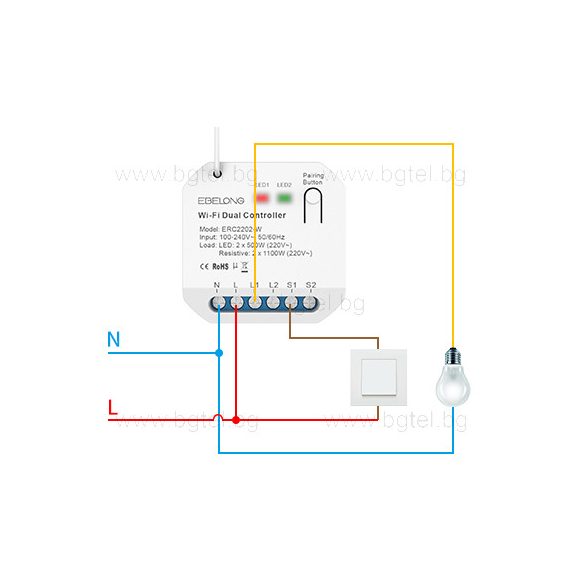 БЕЗЖИЧЕН 433MHz RF SMART КОНТРОЛЕР EBELONG ERC2202