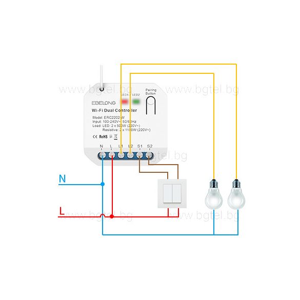 БЕЗЖИЧЕН 433MHz RF SMART КОНТРОЛЕР EBELONG ERC2202