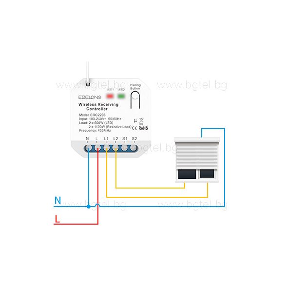 БЕЗЖИЧЕН 2.4G WIFI SMART КОНТРОЛЕР ЗА ЩОРИ EBELONG ERC2206-W