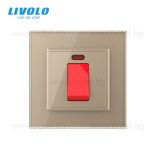 МЕХАНИЧЕН КЛЮЧ ЗА БОЙЛЕР 20А С КРИСТАЛНА РАМКА - ЗЛАТИСТ - FCMKV20A-2AP+SR-13