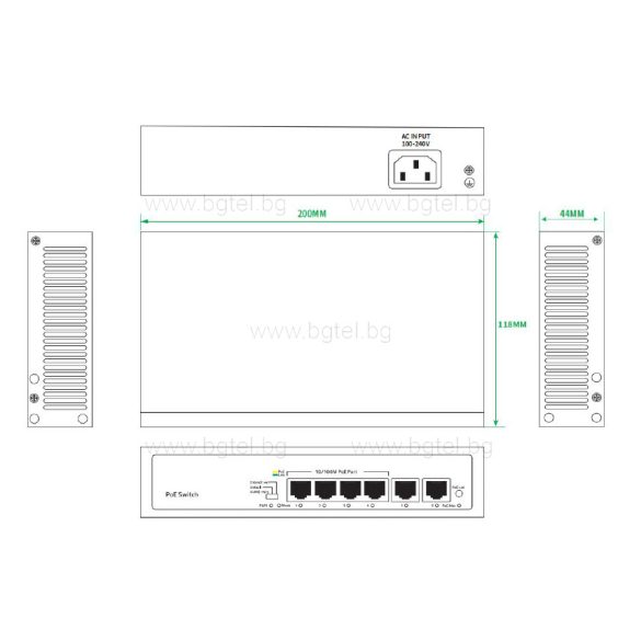 TC-P3S06 - 6 портов PoE суич (·4*10/100Mbps PoE Ports + 2*10/100Mbps)