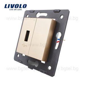 МЕХАНИЗЪМ ЕДИНИЧЕН USB МОДУЛ ЗЛАТИСТ - LIVOLO VL-C7-1USB-13