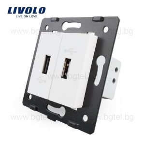 МЕХАНИЗЪМ ДВОЕН USB МОДУЛ БЯЛ LIVOLO VL-C7-2USB-11