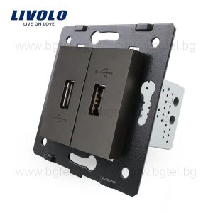 МЕХАНИЗЪМ ДВОЕН USB МОДУЛ ЧЕРЕН - LIVOLO VL-C7-2USB-12