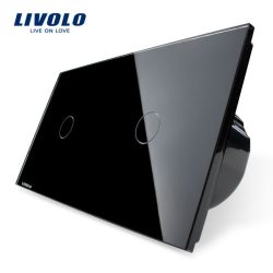   LIVOLO - ДВА ЕДИНИЧНИ КЛЮЧА В ЕДИН КРИСТАЛЕН ПАНЕЛ - ЧЕРЕН VL-C7-C1/C1-12+2 X C701