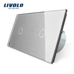  LIVOLO - ДВА ЕДИНИЧНИ КЛЮЧА В ЕДИН КРИСТАЛЕН ПАНЕЛ - СИВ VL-C7-C1/C1-15+2 X C701