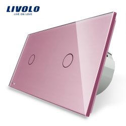   LIVOLO - ДВА ЕДИНИЧНИ КЛЮЧА В ЕДИН КРИСТАЛЕН ПАНЕЛ - РОЗОВ VL-C7-C1/C1-17+2 X C701