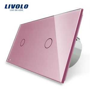 LIVOLO - ДВА ЕДИНИЧНИ КЛЮЧА В ЕДИН КРИСТАЛЕН ПАНЕЛ - РОЗОВ VL-C7-C1/C1-17+2 X C701