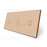 LIVOLO КРИСТАЛЕН ПАНЕЛ ЗА ТРИ ЕДИНИЧНИ СЕНЗОРНИ КЛЮЧА - ЗЛАТЕН - VL-C7-C1/C1/C1-13