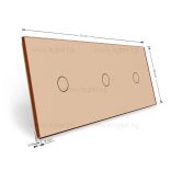 LIVOLO КРИСТАЛЕН ПАНЕЛ ЗА ТРИ ЕДИНИЧНИ СЕНЗОРНИ КЛЮЧА - ЗЛАТЕН - VL-C7-C1/C1/C1-13