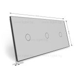 LIVOLO КРИСТАЛЕН ПАНЕЛ ЗА ТРИ ЕДИНИЧНИ СЕНЗОРНИ КЛЮЧА - СИВ - VL-C7-C1/C1/C1-15