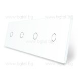 LIVOLO КРИСТАЛЕН ПАНЕЛ ЗА ЧЕТИРИ ЕДИНИЧНИ СЕНЗОРНИ КЛЮЧА 1+1+1+1 - БЯЛ - VL-C7-C1/C1/C1/C1-11