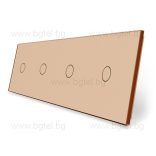 LIVOLO КРИСТАЛЕН ПАНЕЛ ЗА ЧЕТИРИ ЕДИНИЧНИ СЕНЗОРНИ КЛЮЧА 1+1+1+1 - ЗЛАТЕН - VL-C7-C1/C1/C1/C1-13