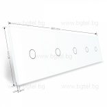 LIVOLO КРИСТАЛЕН ПАНЕЛ ЗА ПЕТ ЕДИНИЧНИ СЕНЗОРНИ КЛЮЧА 1+1+1+1+1 - БЯЛ - VL-C7-C1/C1/C1/C1/C1-11