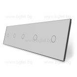 LIVOLO КРИСТАЛЕН ПАНЕЛ ЗА ПЕТ ЕДИНИЧНИ СЕНЗОРНИ КЛЮЧА 1+1+1+1+1 - СИВ - VL-C7-C1/C1/C1/C1/C1-15