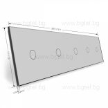 LIVOLO КРИСТАЛЕН ПАНЕЛ ЗА ПЕТ ЕДИНИЧНИ СЕНЗОРНИ КЛЮЧА 1+1+1+1+1 - СИВ - VL-C7-C1/C1/C1/C1/C1-15