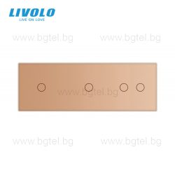   LIVOLO КРИСТАЛЕН ПАНЕЛ ЗА ДВА ЕДИНИЧНИ И ЕДИН ДВОЕН СЕНЗОРНИ КЛЮЧА 1+1+2 - ЗЛАТЕН - VL-C7-C1/C1/C2-13