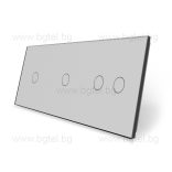 LIVOLO КРИСТАЛЕН ПАНЕЛ ЗА ДВА ЕДИНИЧНИ И ЕДИН ДВОЕН СЕНЗОРНИ КЛЮЧА 1+1+2 - СИВ - VL-C7-C1/C1/C2-15