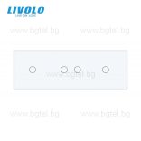 LIVOLO КРИСТАЛЕН ПАНЕЛ ЗА ЕДИНИЧЕН ДВОЕН И ЕДИНИЧЕН СЕНЗОРНИ КЛЮЧА 1+2+1 - БЯЛ - VL-C7-C1/C2/C1-11