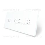 LIVOLO КРИСТАЛЕН ПАНЕЛ ЗА ЕДИНИЧЕН ДВОЕН И ЕДИНИЧЕН СЕНЗОРНИ КЛЮЧА 1+2+1 - БЯЛ - VL-C7-C1/C2/C1-11