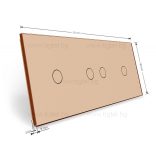 LIVOLO КРИСТАЛЕН ПАНЕЛ ЗА ЕДИНИЧЕН ДВОЕН И ЕДИНИЧЕН СЕНЗОРНИ КЛЮЧА 1+2+1 - ЗЛАТЕН - VL-C7-C1/C2/C1-13