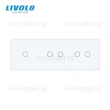 LIVOLO КРИСТАЛЕН ПАНЕЛ ЗА ЕДИН ЕДИНИЧЕН И ДВА ДВОЙНИ СЕНЗОРНИ КЛЮЧА 1+2+2 - БЯЛ - VL-C7-C1/C2/C2-11