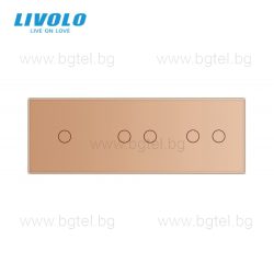   LIVOLO КРИСТАЛЕН ПАНЕЛ ЗА ЕДИН ЕДИНИЧЕН И ДВА ДВОЙНИ СЕНЗОРНИ КЛЮЧА 1+2+2 - ЗЛАТЕН - VL-C7-C1/C2/C2-13