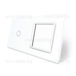 ДВОЙНА КРИСТАЛНА РАМКА ЗА ЕДИНИЧЕН СЕНЗОРЕН КЛЮЧ И МЕХАНИЗЪМ LIVOLO - БЯЛА - VL-C7-C1/SR-11