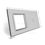 ДВОЙНА КРИСТАЛНА РАМКА ЗА ЕДИНИЧЕН СЕНЗОРЕН КЛЮЧ И МЕХАНИЗЪМ LIVOLO - СИВА - VL-C7-C1/SR-15