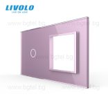 ДВОЙНА КРИСТАЛНА РАМКА ЗА ЕДИНИЧЕН СЕНЗОРЕН КЛЮЧ И МЕХАНИЗЪМ LIVOLO - РОЗОВА - VL-C7-C1/SR-17