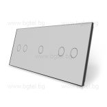 LIVOLO КРИСТАЛЕН ПАНЕЛ ЗА ЕДИН ДВОЕН ЕДИН ЕДИНИЧЕН И ЕДИН ДВОЕН СЕНЗОРНИ КЛЮЧА 2+1+2 - СИВ - VL-C7-C2/C1/C2-15