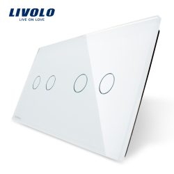   LIVOLO - ДВА ДВОЙНИ КЛЮЧА В ЕДИН КРИСТАЛЕН ПАНЕЛ - БЯЛ VL-C7-C2/C2-11+2 X C702